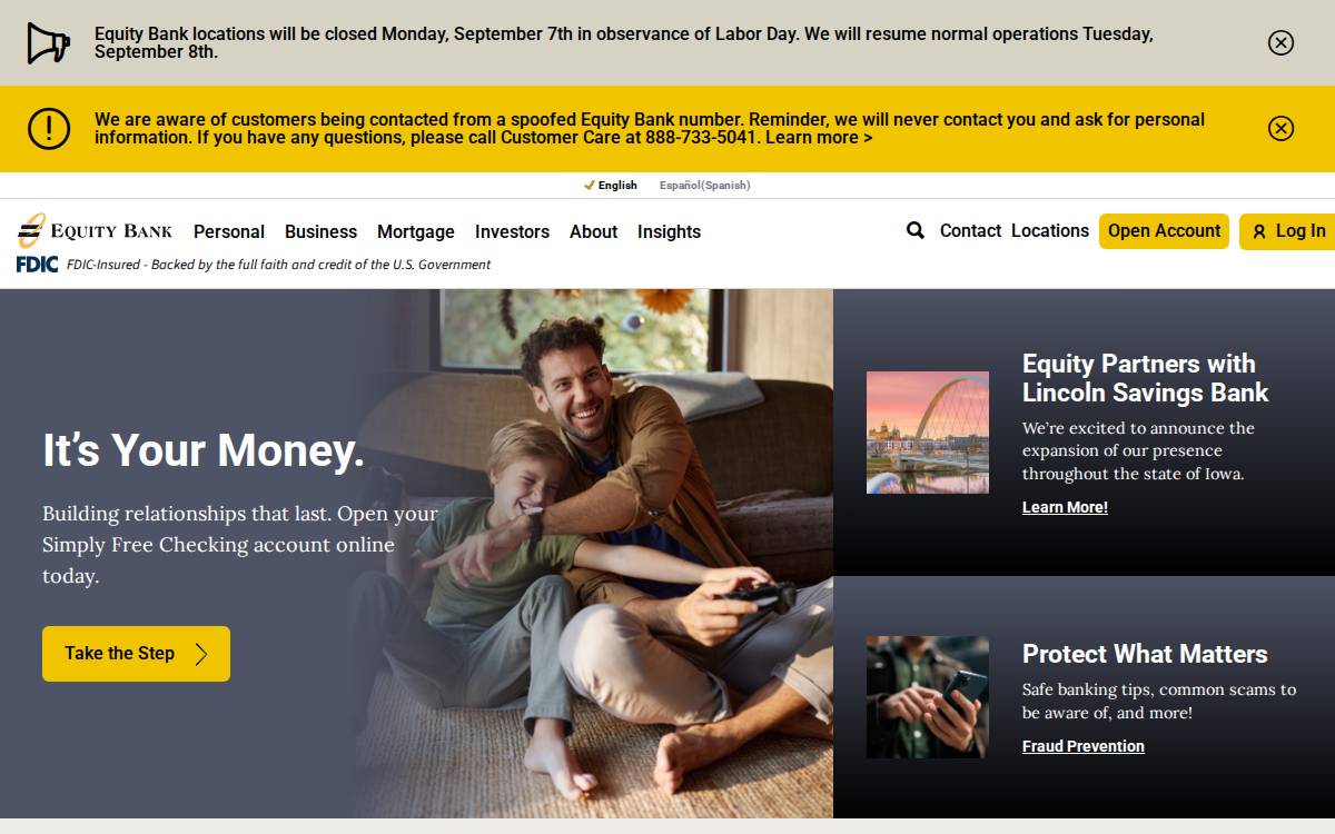 Equitybank website preview