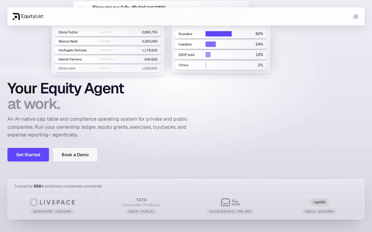 EquityList website preview