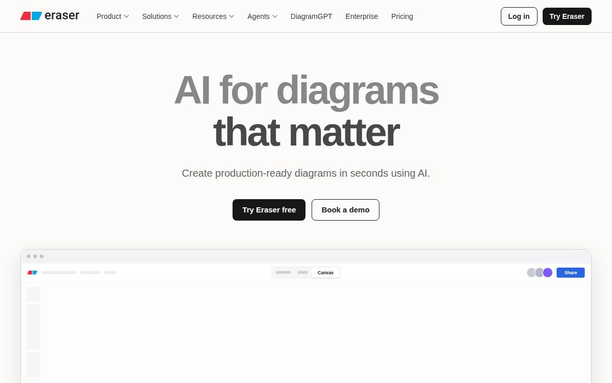 Eraser website preview