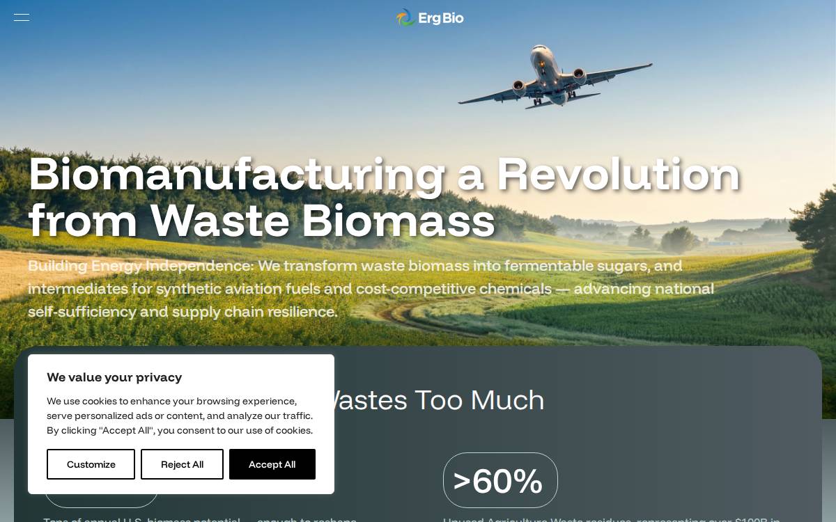 Erg Bio website preview