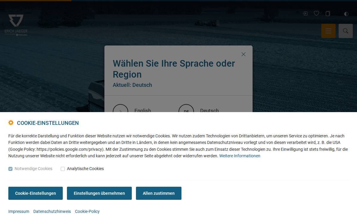 Erich Jaeger GmbH website preview