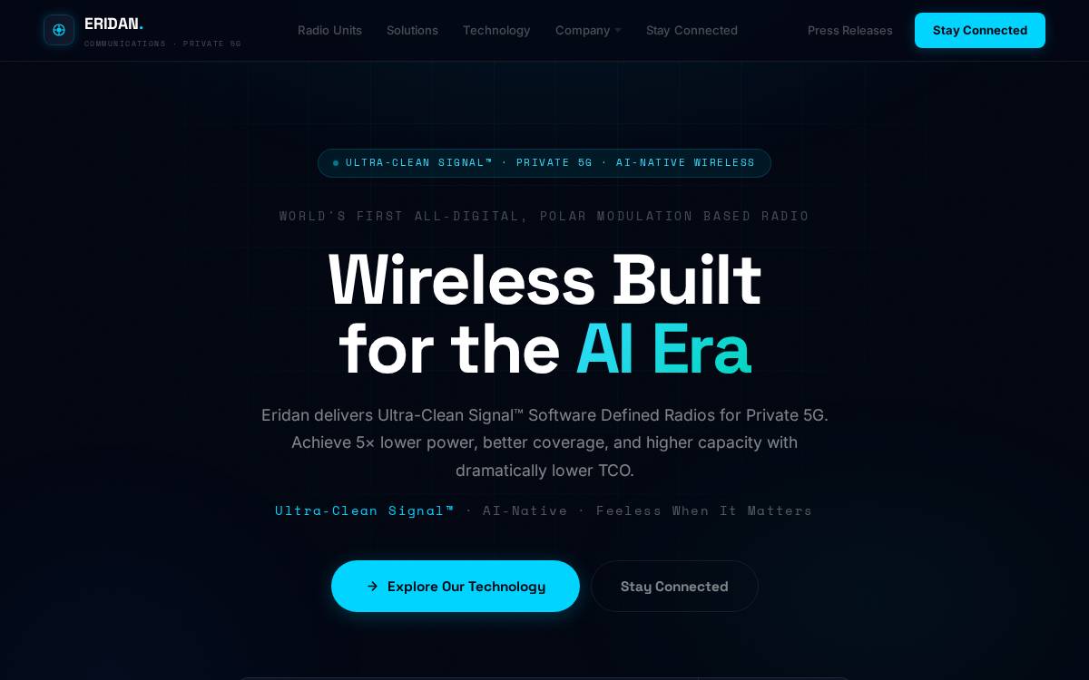 Eridan Communications website preview