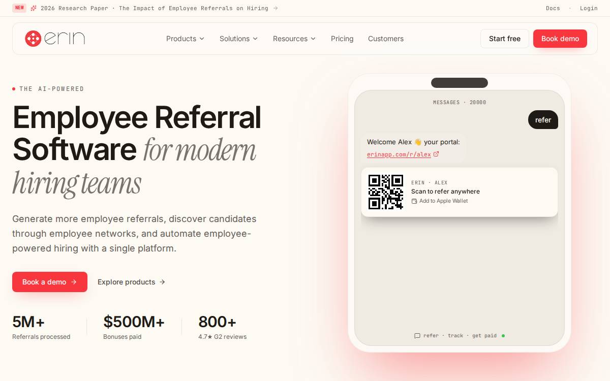 Erinapp website preview