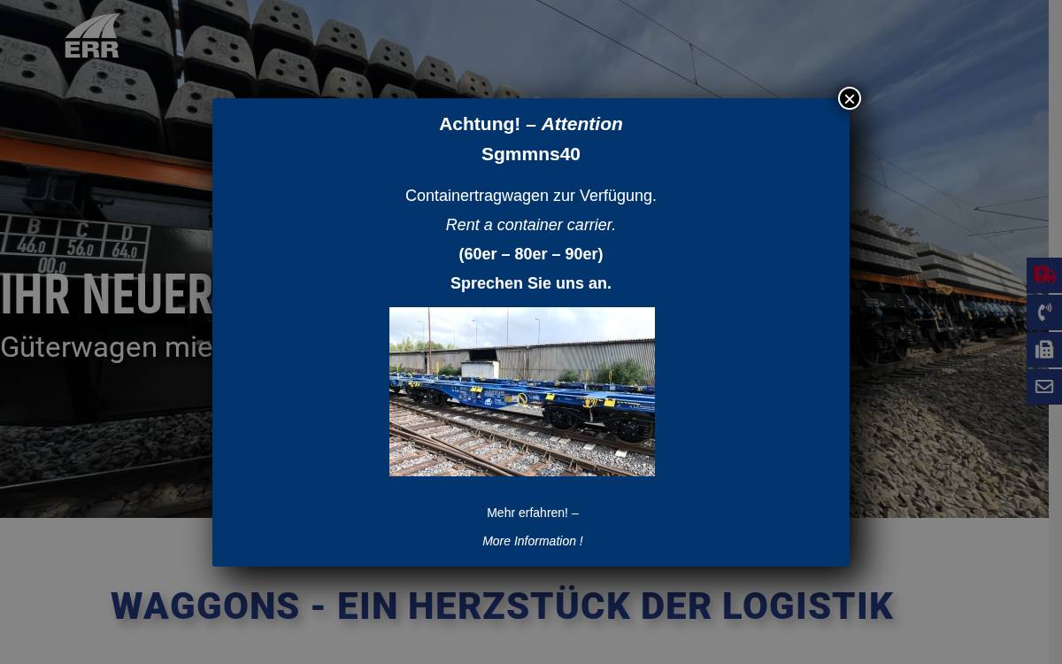 Err European Rail Rent website preview