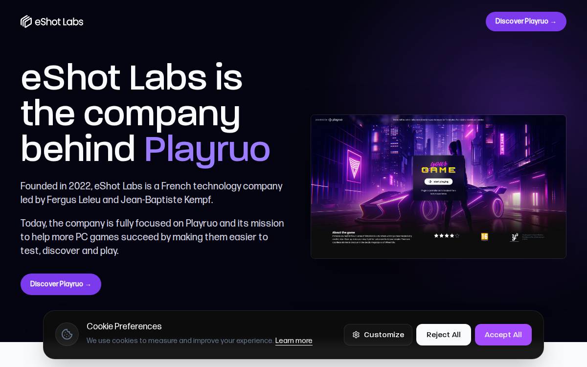 Eshotlabs website preview