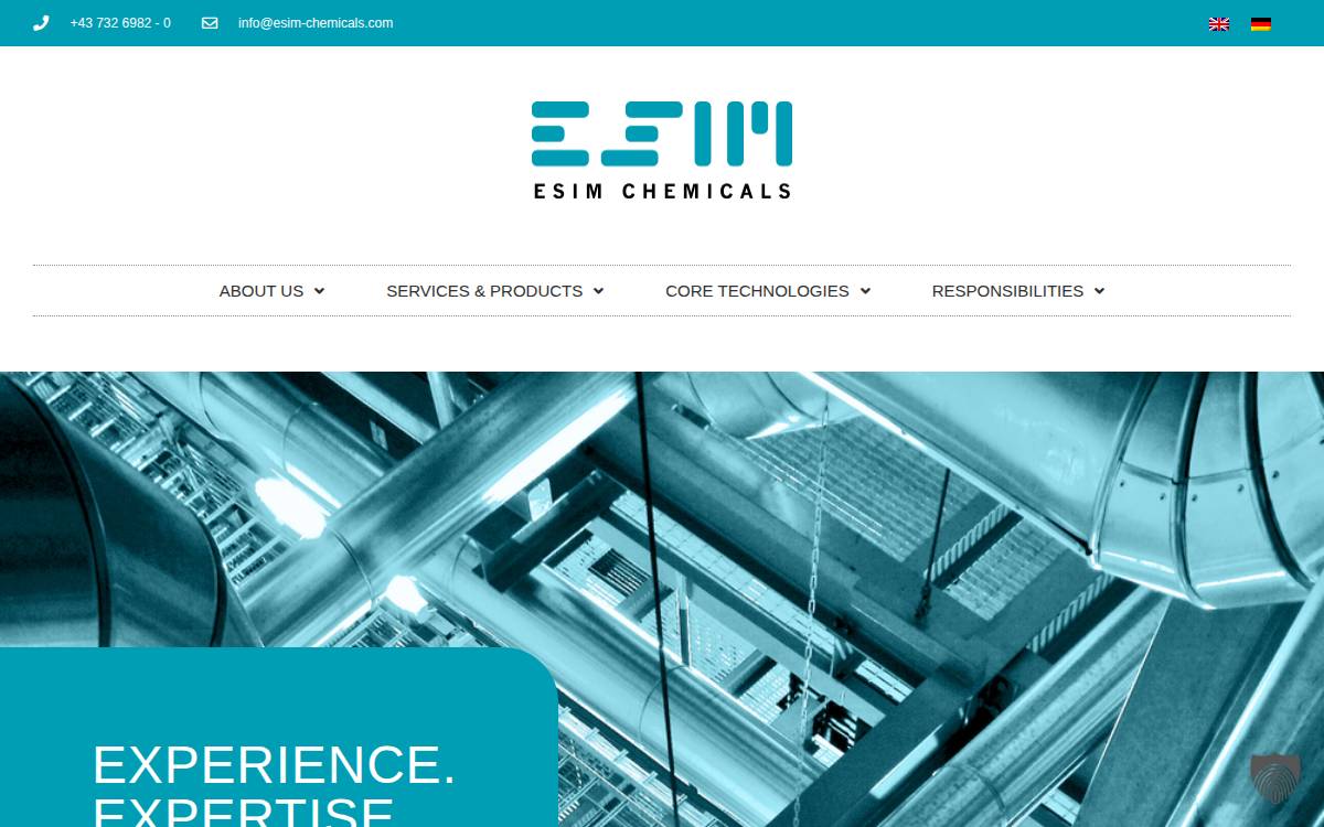 ESIM Chemicals website preview