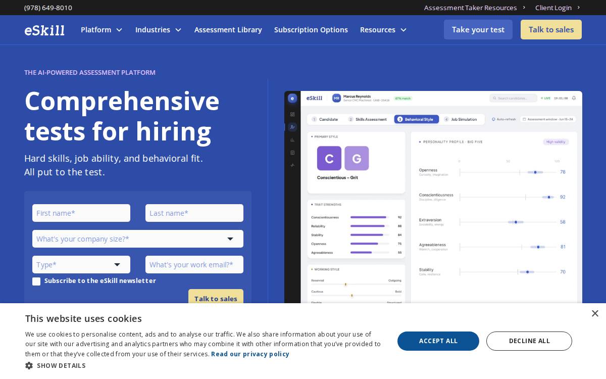eSkill website preview