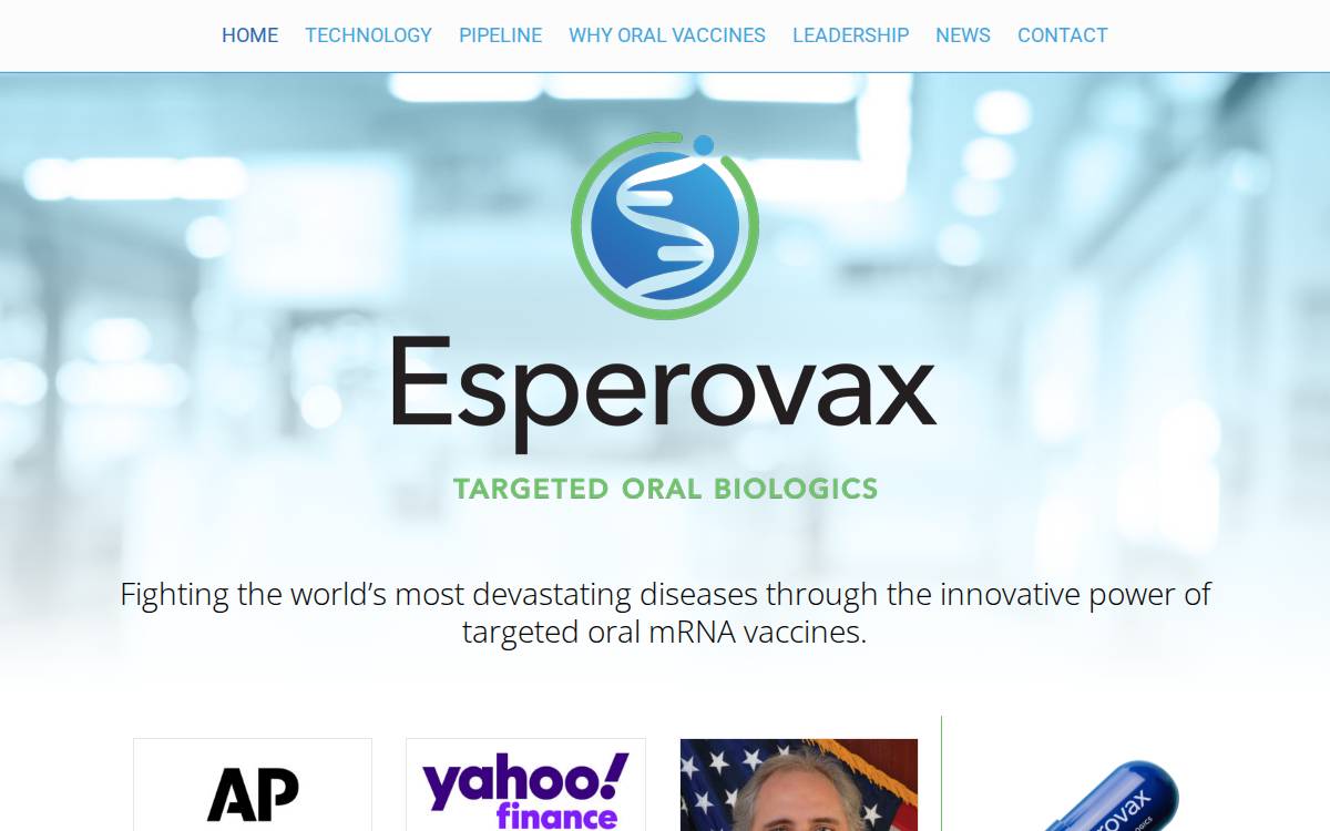 Esperovax website preview