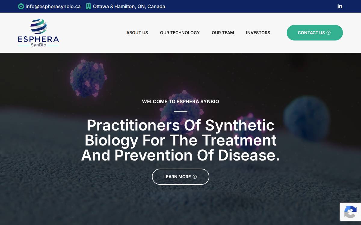 Esphera SynBio Inc. website preview