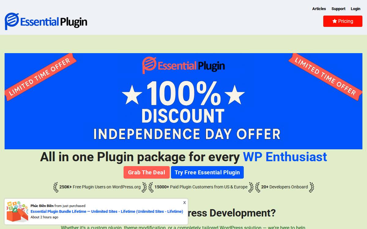 EssentialPlugin website preview