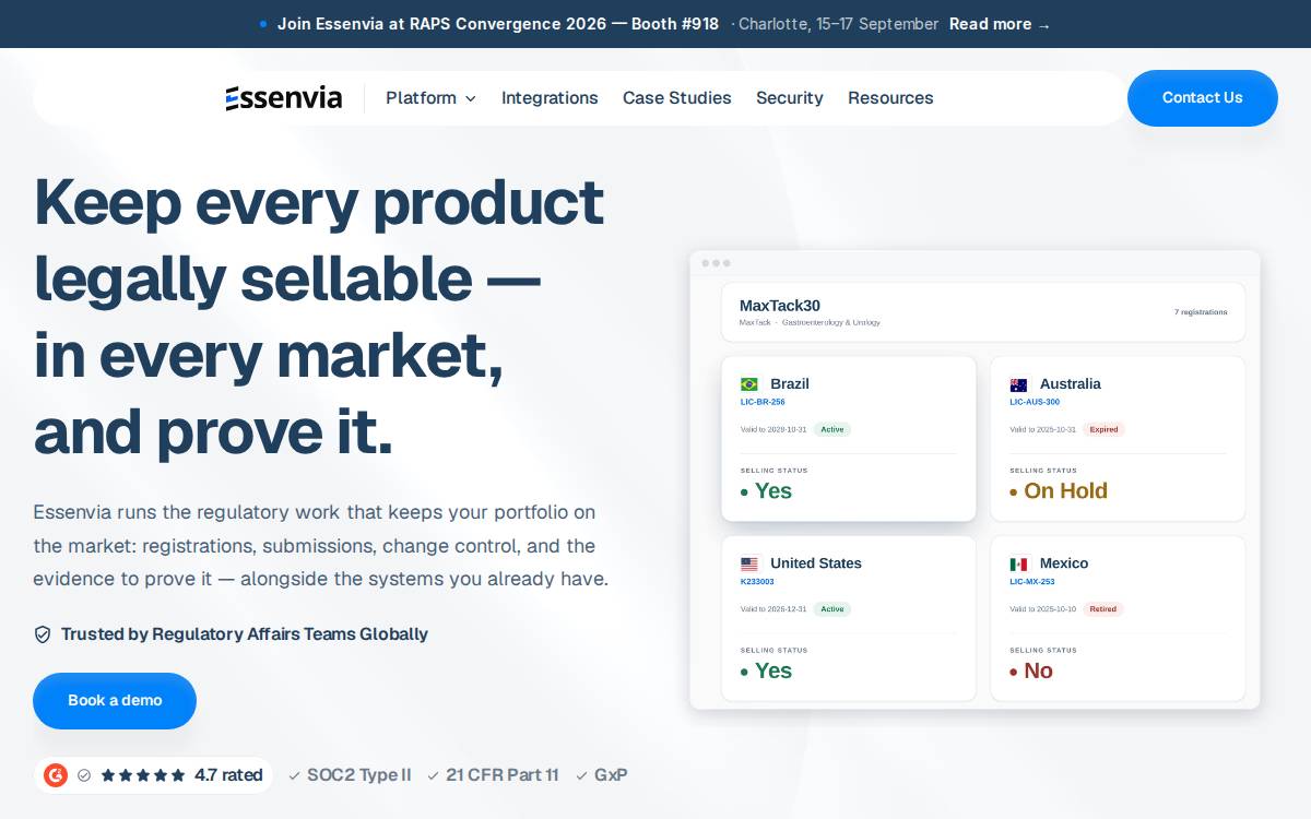 Essenvia website preview