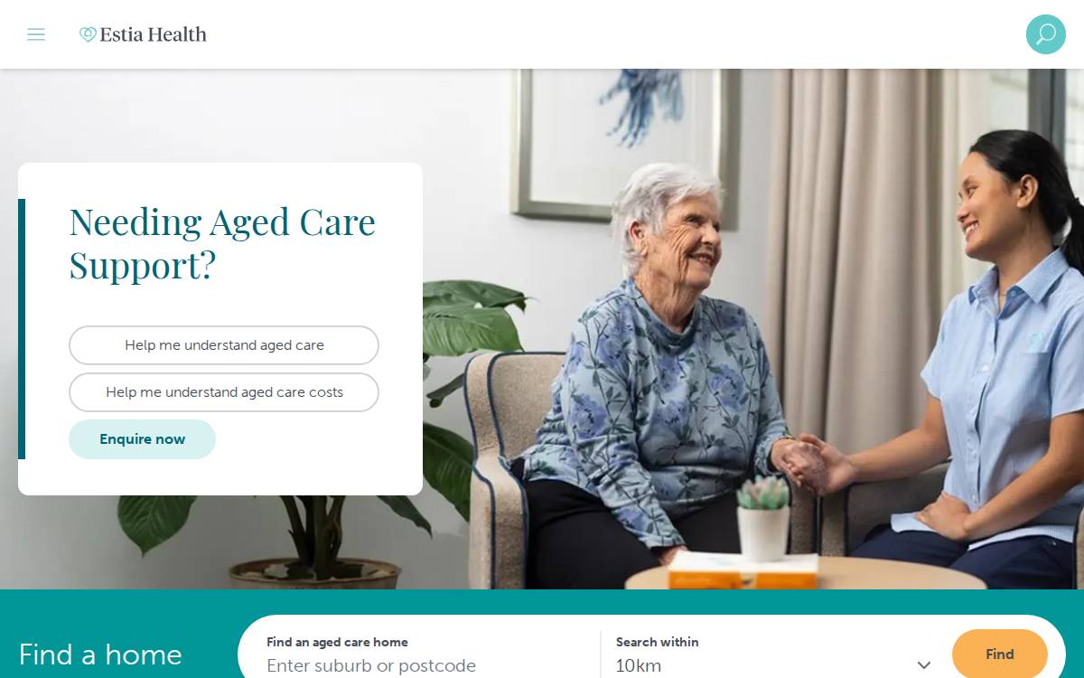 Estia Health website preview