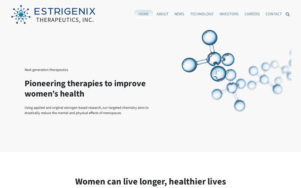 Estrigenix Therapeutics website preview
