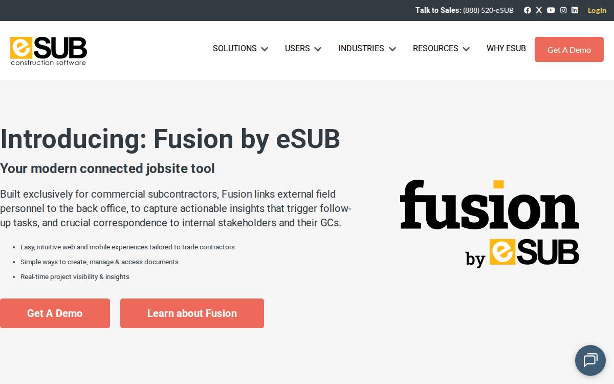 eSUB website preview