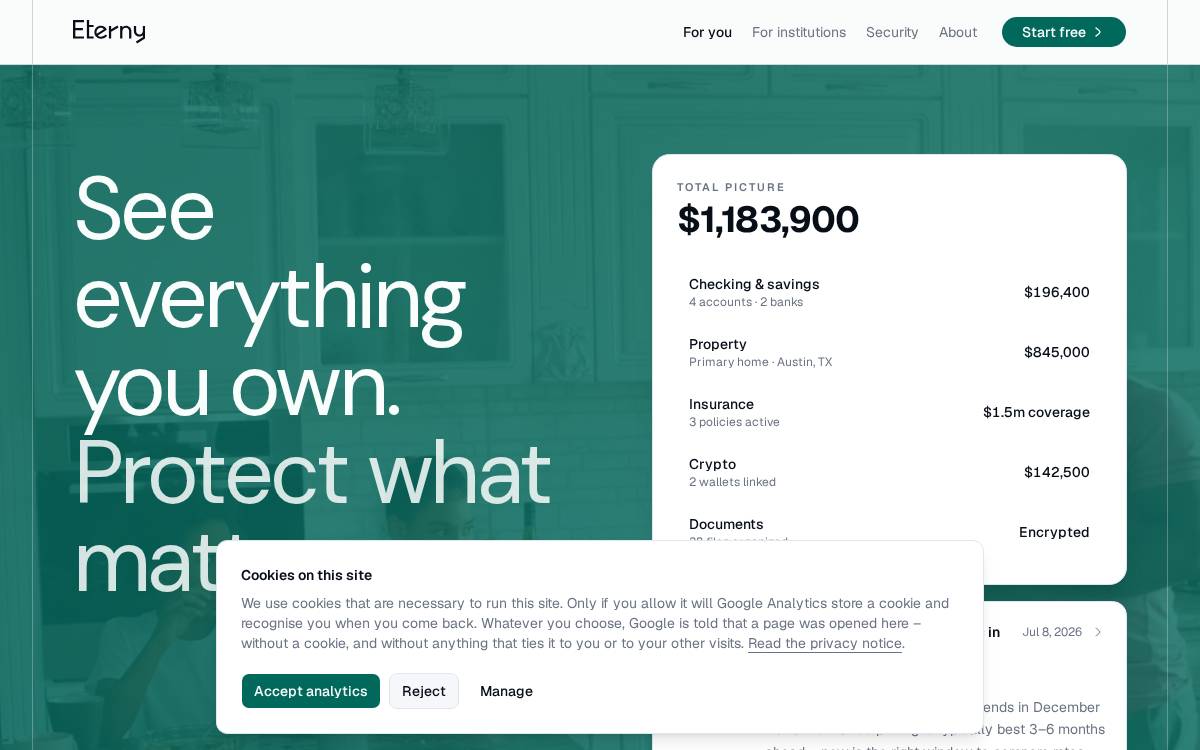 Eterny website preview