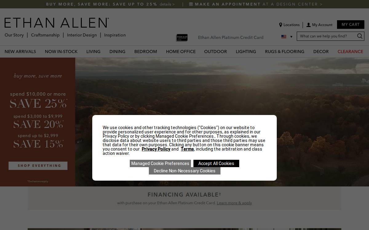 Ethan Allen website preview