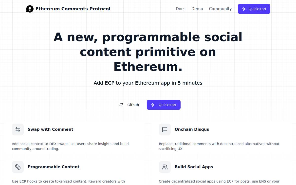 Ethcomments website preview