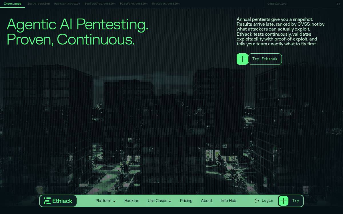 Ethiack website preview