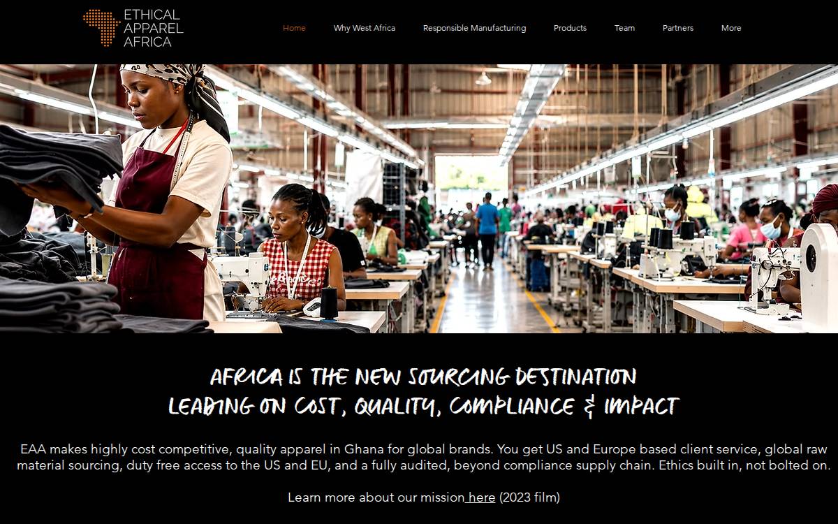 Ethical Apparel Africa website preview