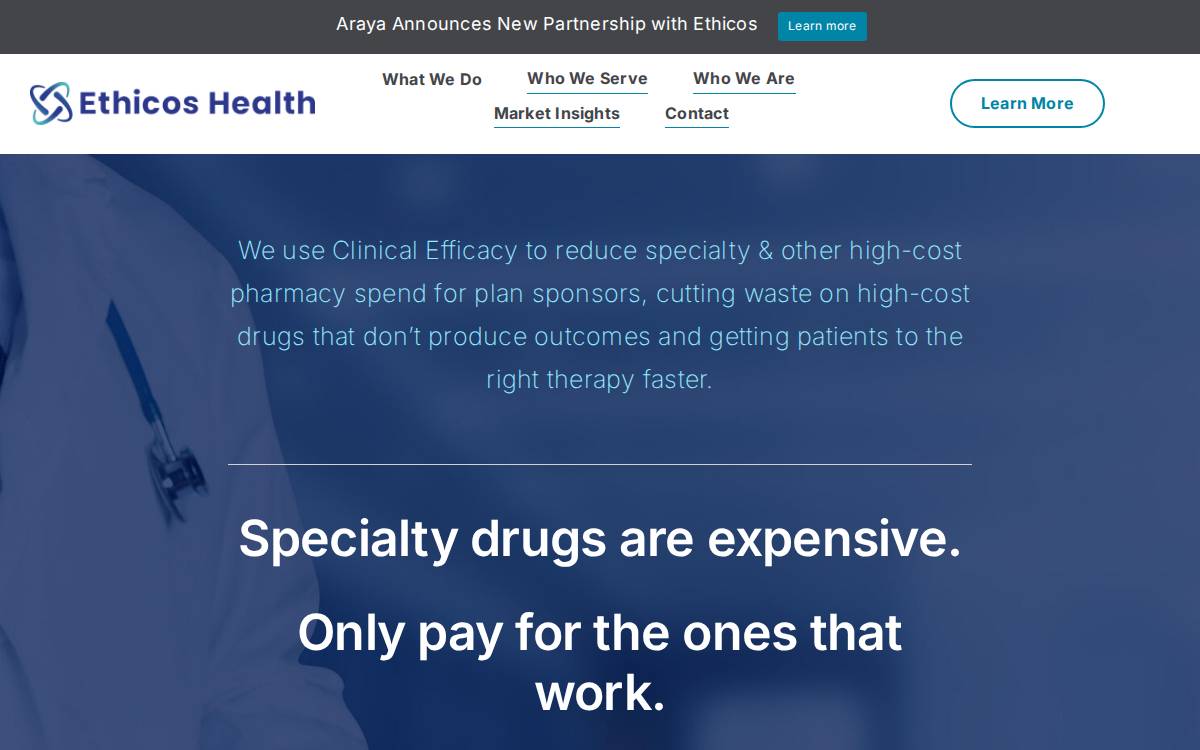 Ethicos Health website preview