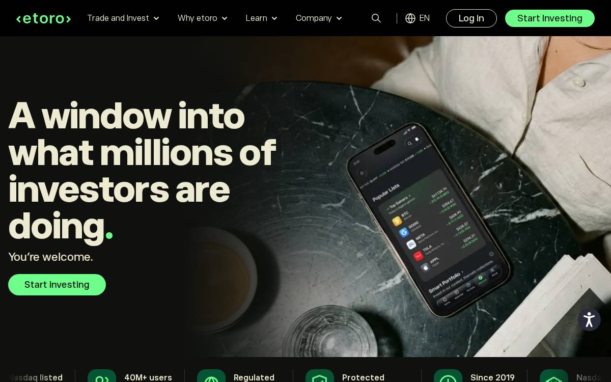 eToro website preview