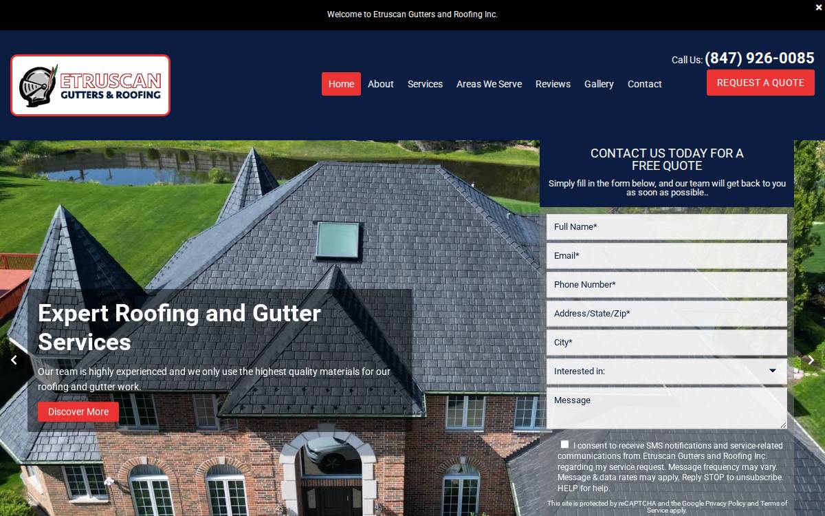 Etruscan Roofing website preview