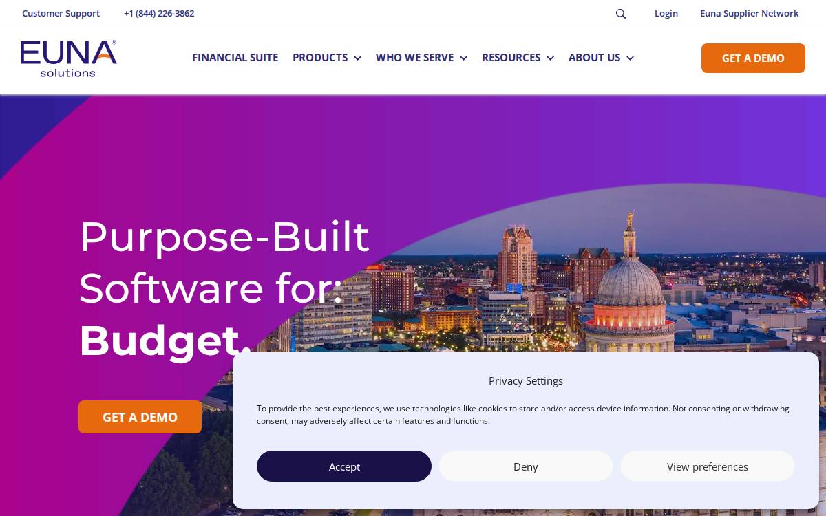 Euna Solutions website preview