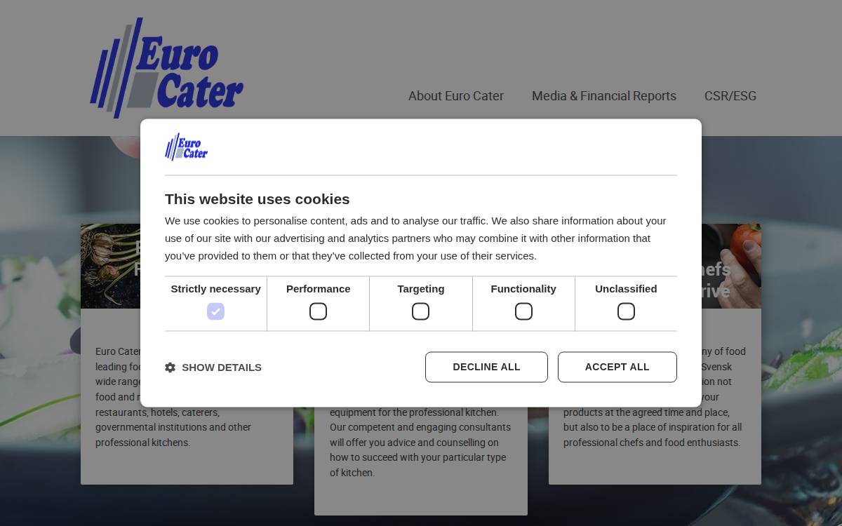 Euro Cater website preview