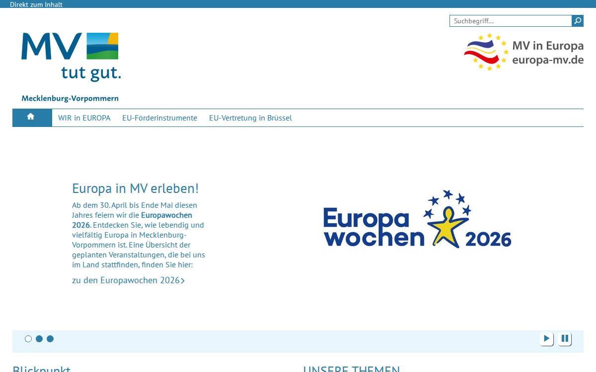 Europäischer Fonds für Regionale Entwicklung (EFRE) website preview