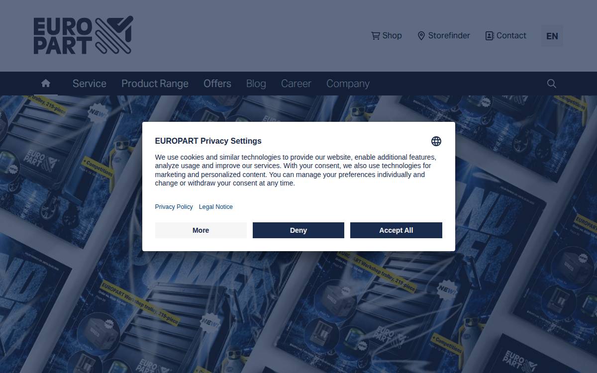 Europart website preview