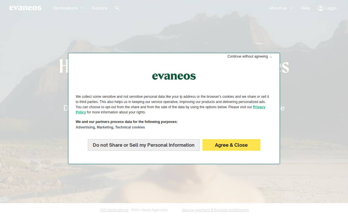 Evaneos website preview