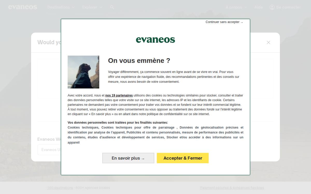 Evaneos website preview