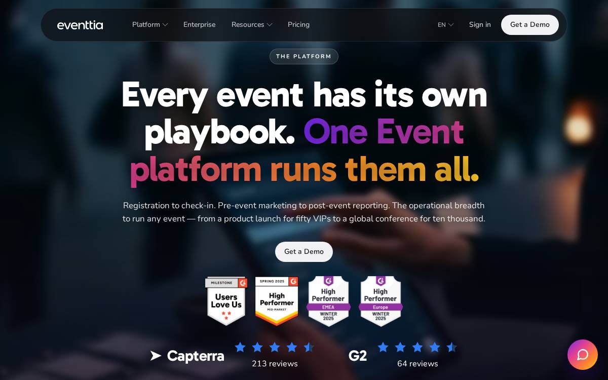 Eventtia website preview