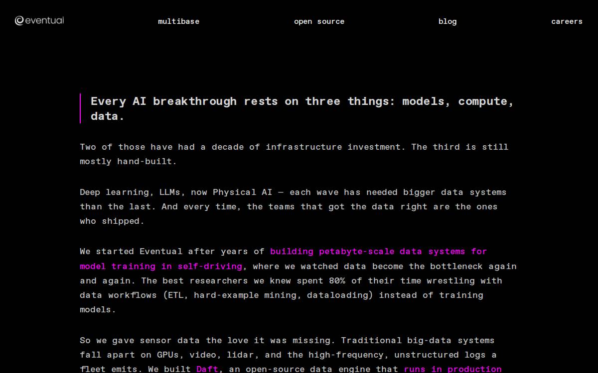 Eventual website preview