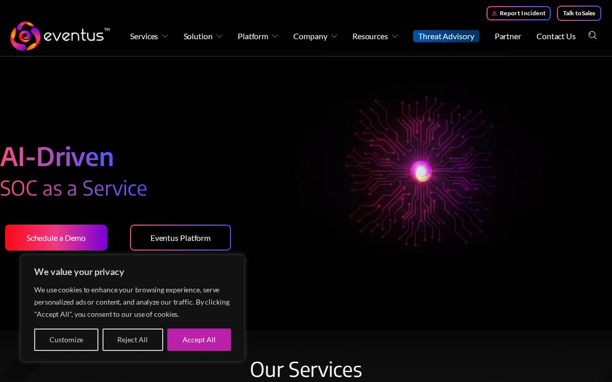 Eventus Security website preview