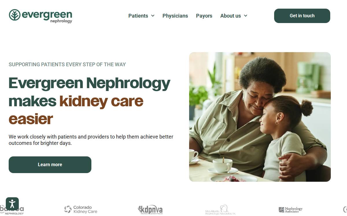 Evergreen Nephrology website preview