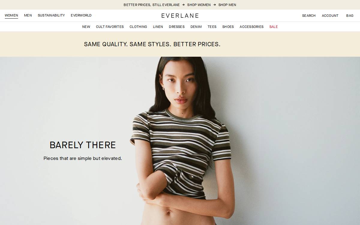 Everlane Modern Basics, re-imagined website preview