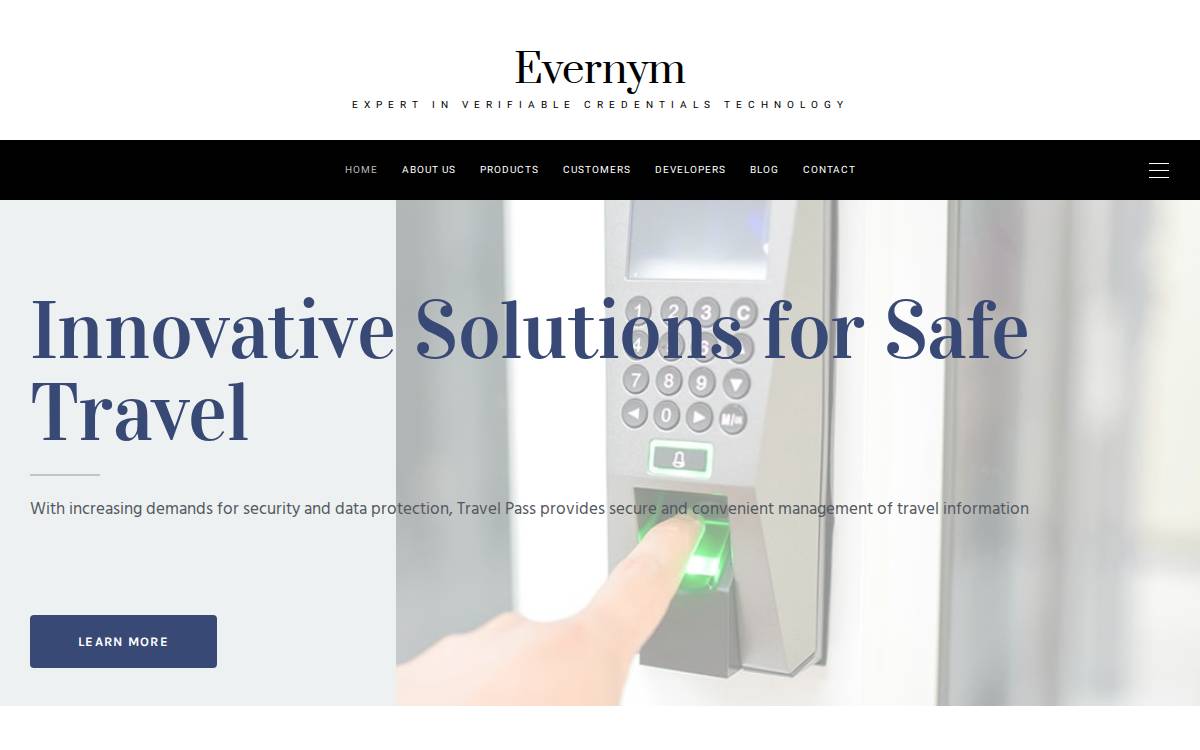 Evernym website preview