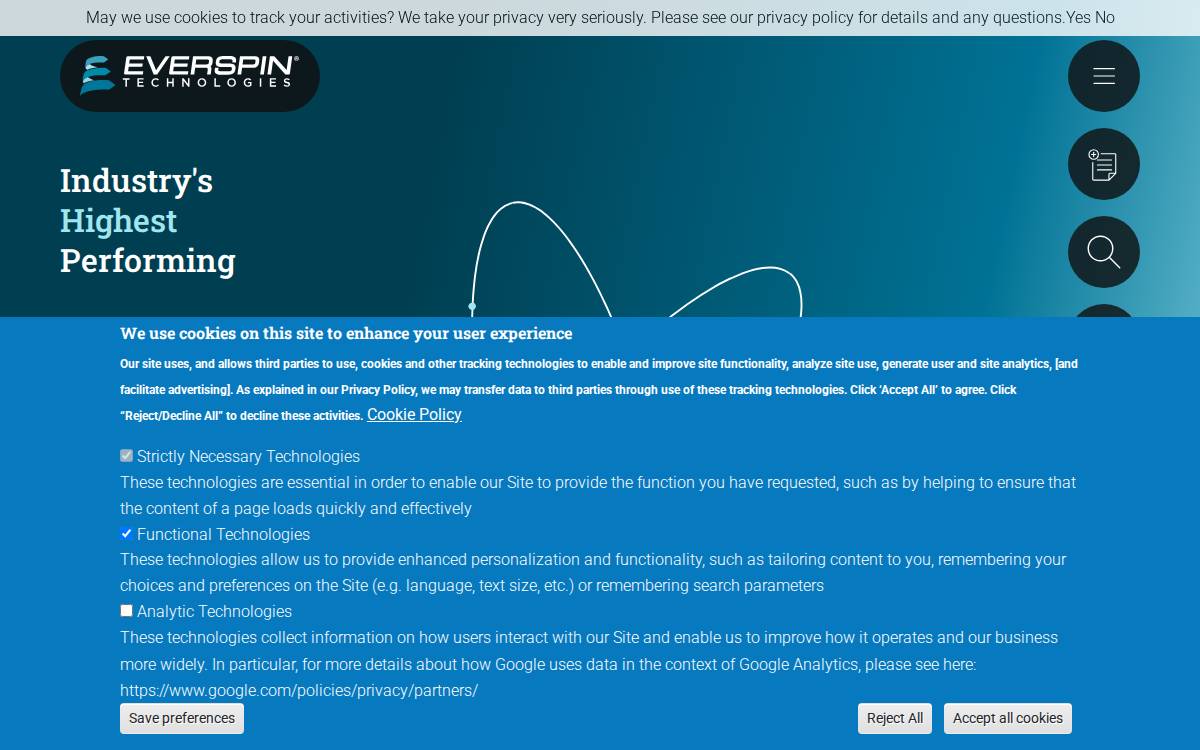 Everspin website preview
