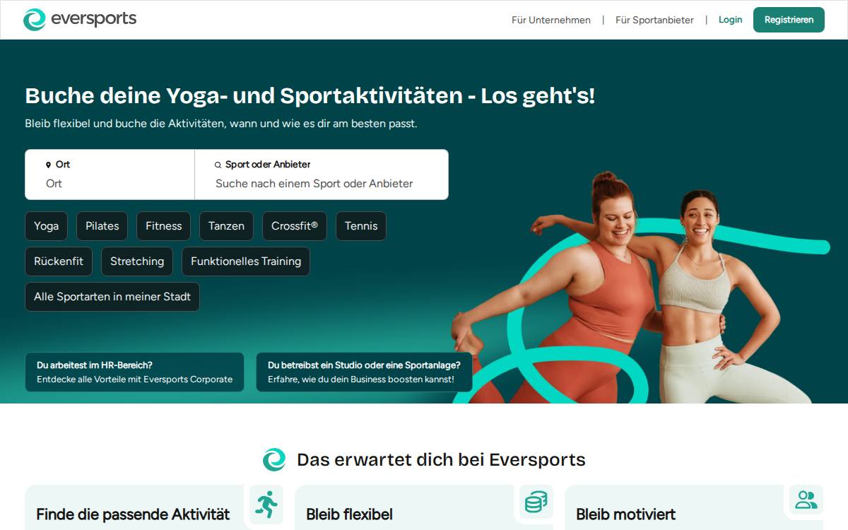 Eversports website preview