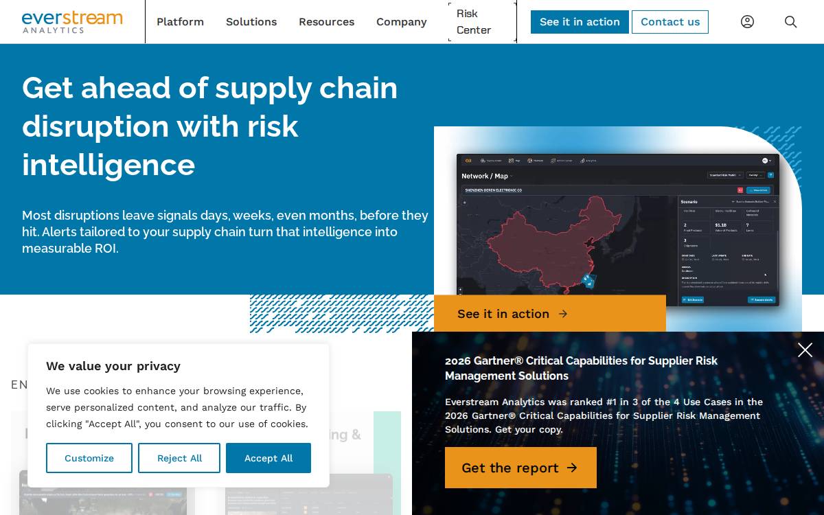 Everstream Analytics website preview