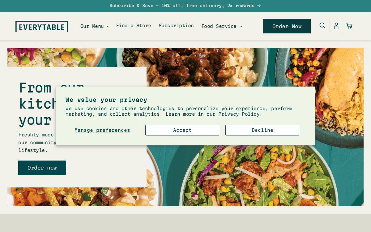 Everytable website preview