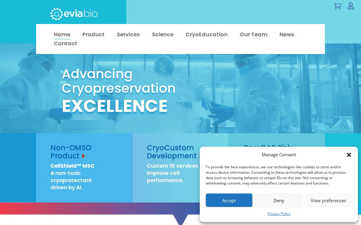 Evia Bio website preview