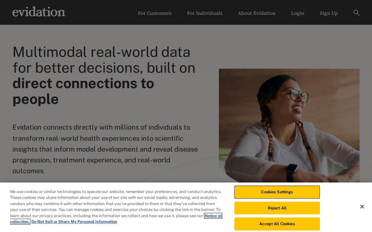 Evidation Health website preview