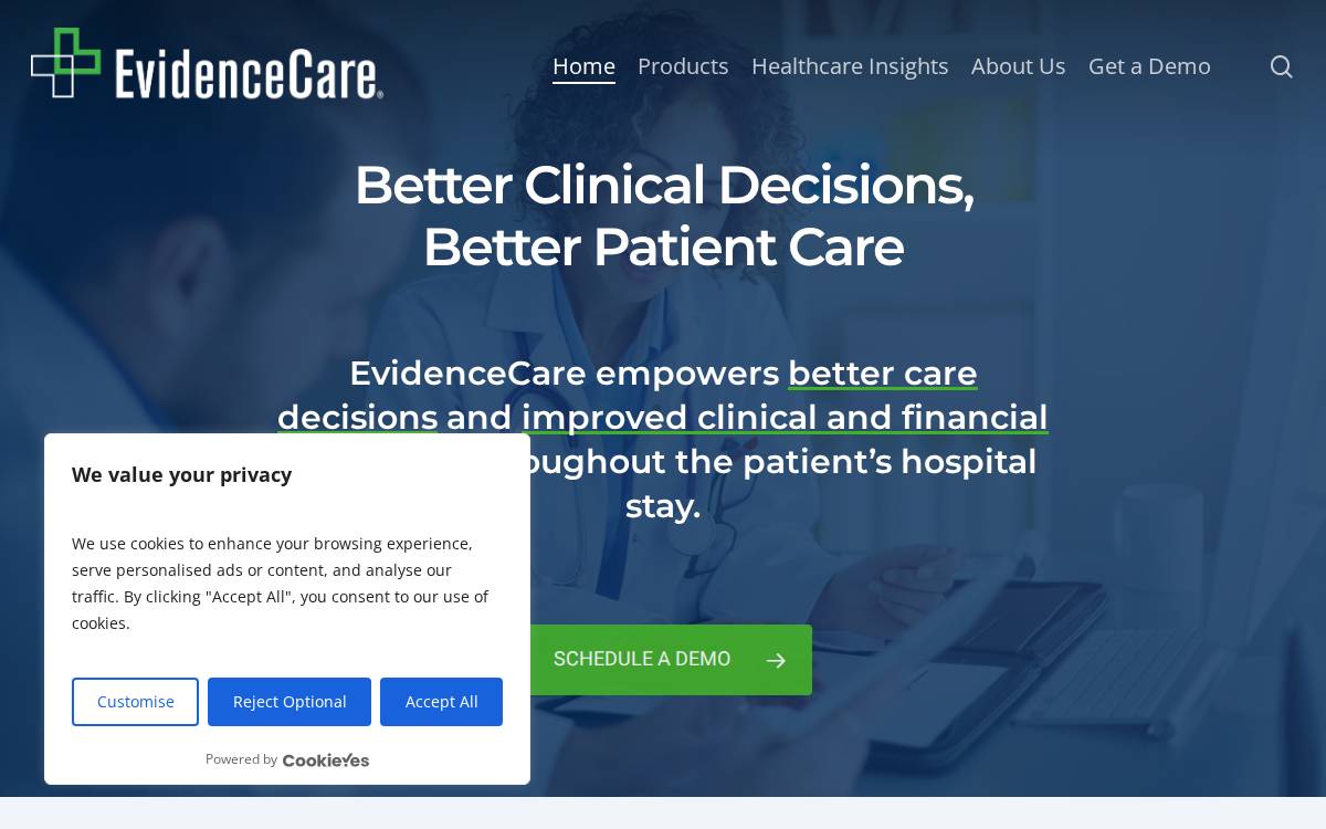 EvidenceCare website preview