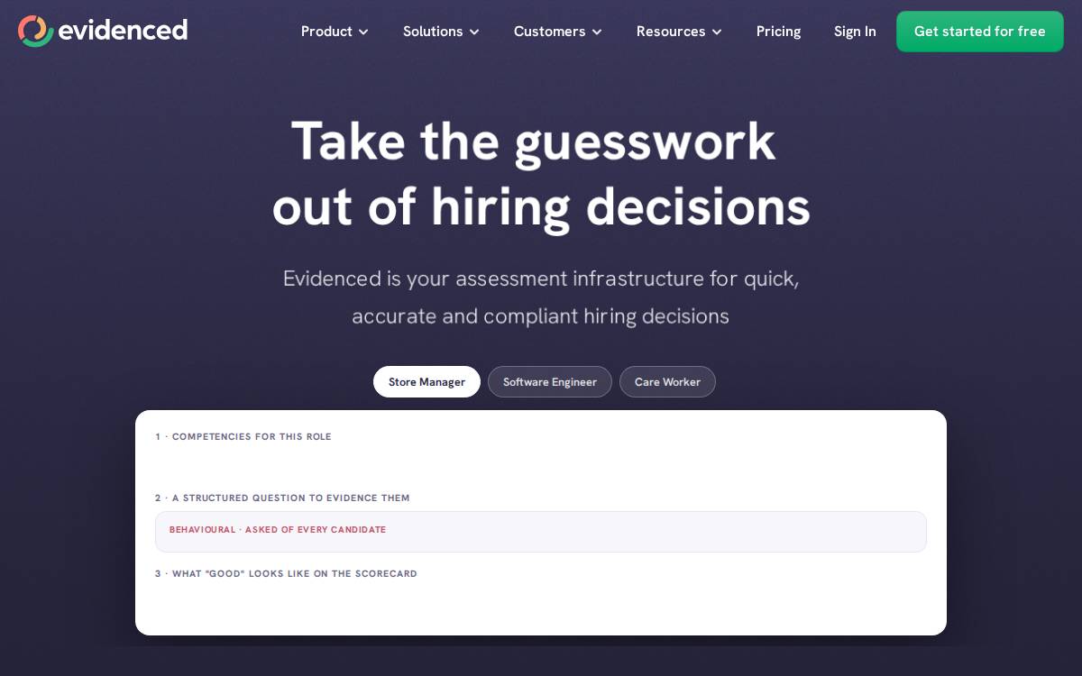 Evidenced website preview