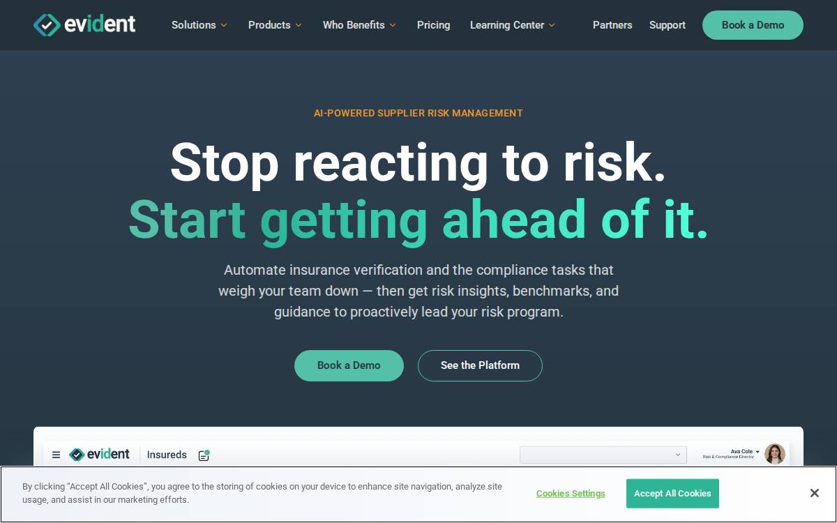 Evident website preview
