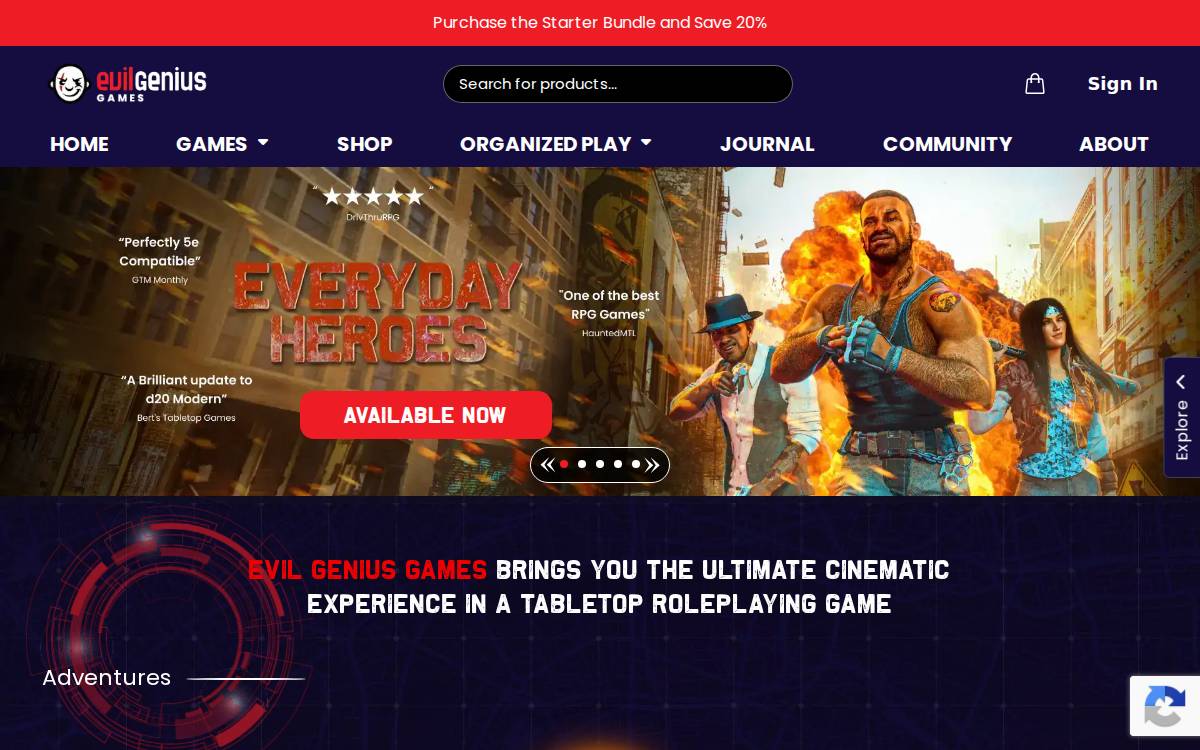 Evil Genius Games website preview