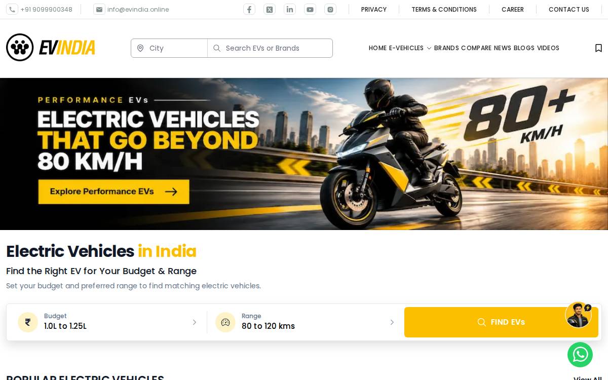 Evindia website preview