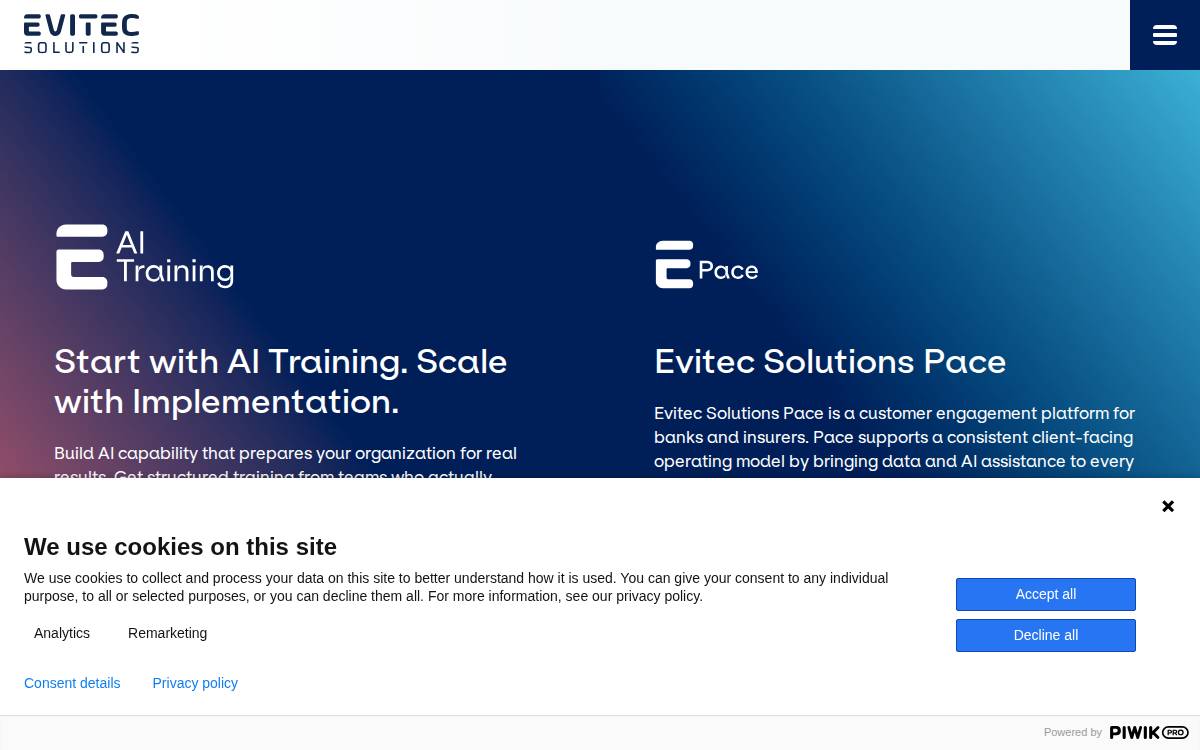 Evitec website preview